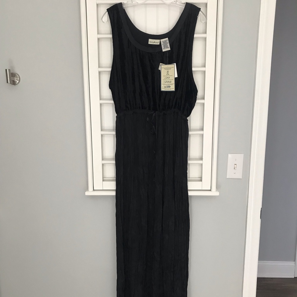 Brand new Black Panne Velvet & Crinkle Maxi Dress